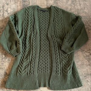 Green Cable Knit Women's Cardigan
